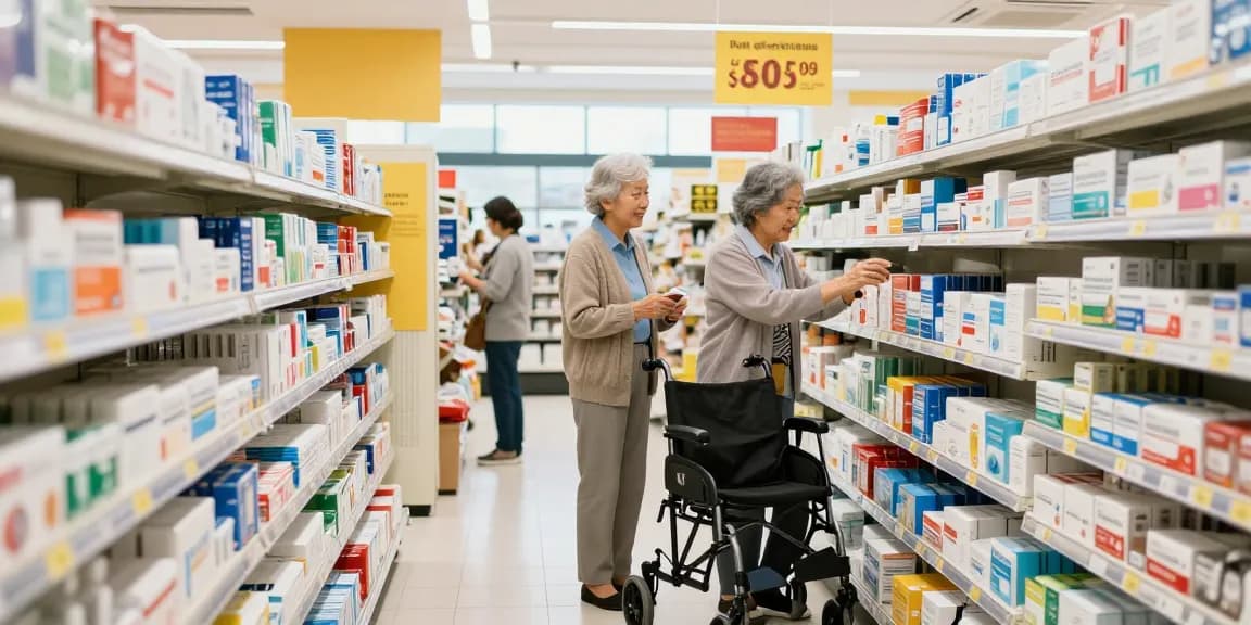 HK Senior Mall vibrant shopping scene featuring seniors exploring healthcare products.
