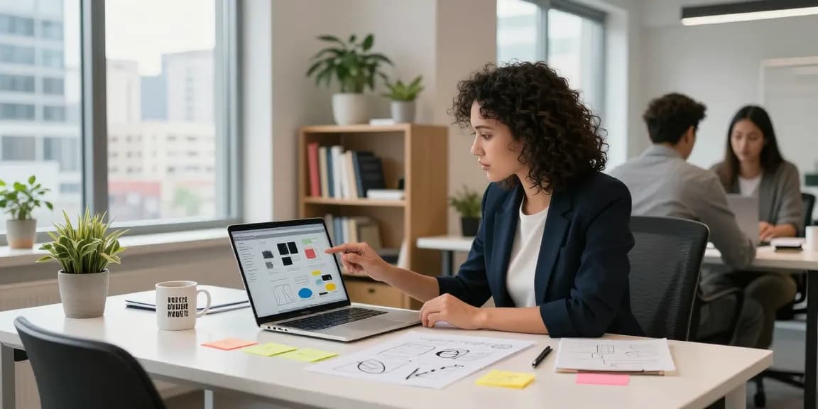 Strength up your portfolio by showcasing your professional presence in a modern workspace with collaboration elements.