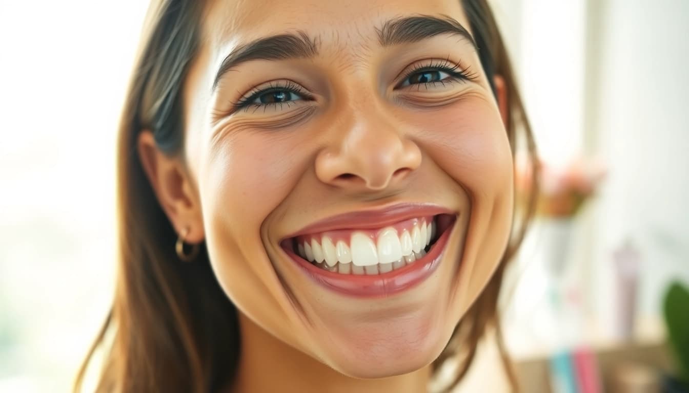 Showcase of newsmilelife highlights a person proudly displaying a healthy smile against a sunny backdrop.
