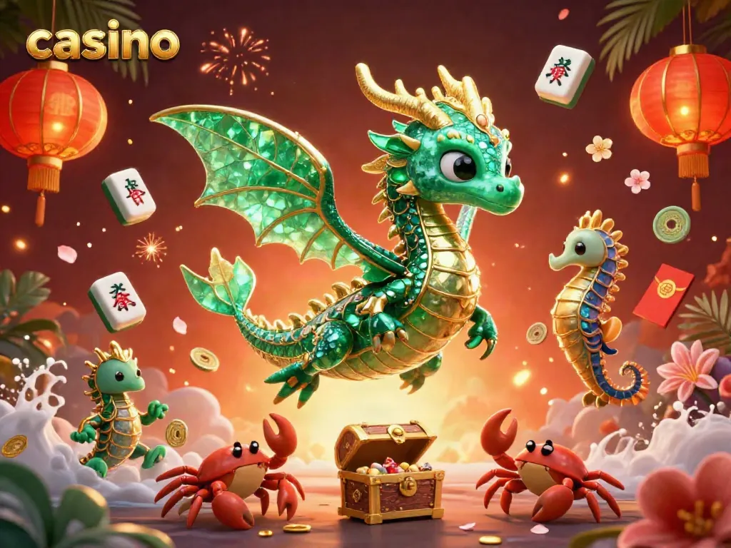 Experience the thrilling world of casino gaming with a sea dragon and festive elements