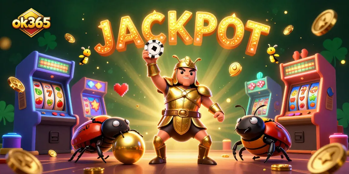 Experience the thrill with ok365's captivating jackpot celebration through vibrant 3D cartoon art.