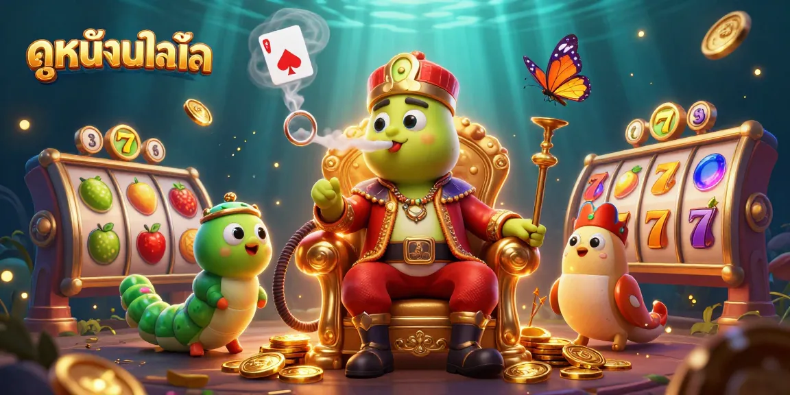 Engage with ดูหนังออนไลน์ while spinning slot reels featuring vibrant jackpot symbols and golden coins.