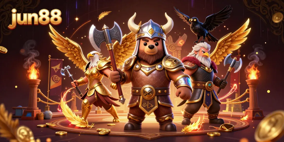 Experience thrilling gameplay at jun88 with a dynamic 3D casino scene featuring bears and eagles.