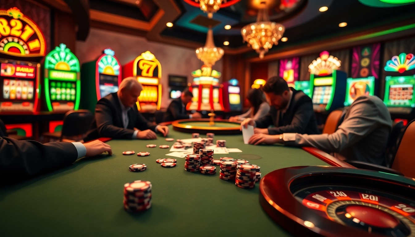 Permainan poker yang menegangkan di kasino dengan bbni4d, menampilkan kartu dan chip judi yang berkilau.