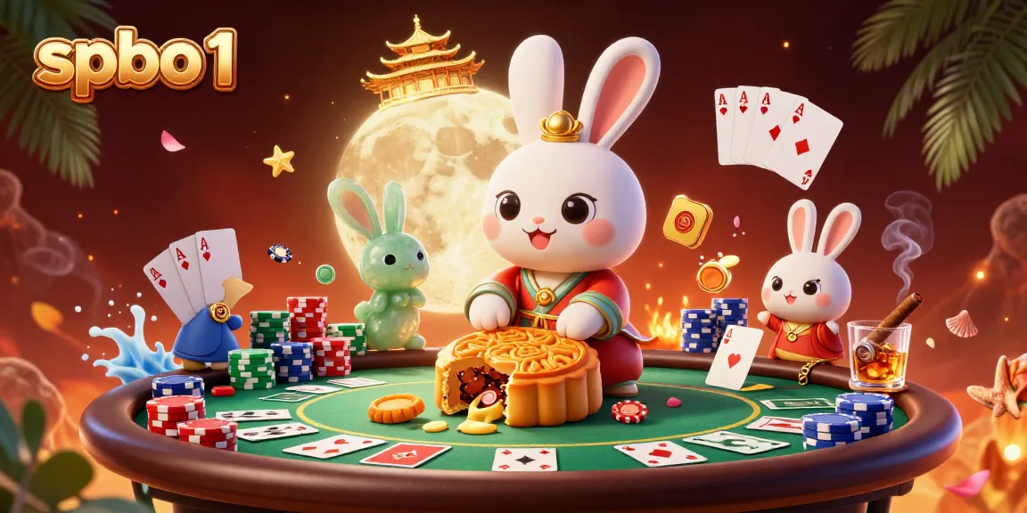 Experience spbo 1 gaming magic with a fierce moon rabbit and vibrant poker chips!