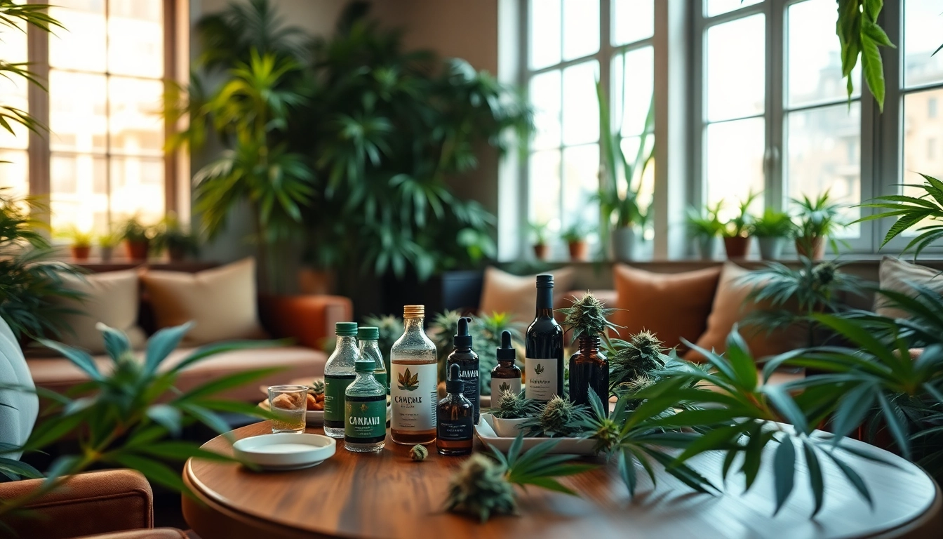 Experience Mr Joint weed Club Madrid: with an inviting setup showcasing cannabis products in a cozy atmosphere.