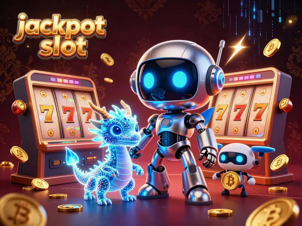 Spin the jackpot slot reels with a vibrant 3D cyberpunk illustration, featuring advanced gaming elements.