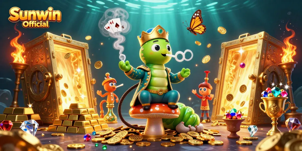 Experience the excitement of casino gameplay with Sunwin Official's vibrant slot game scene featuring golden treasures.