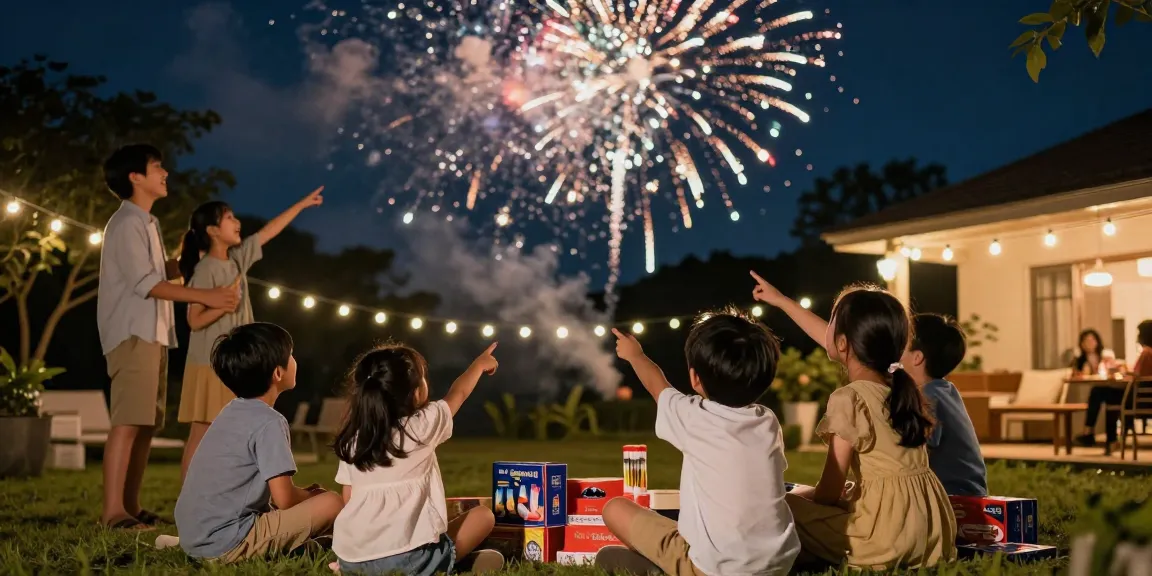 Experience cheap fireworks near me lighting up a family celebration in a vibrant night sky.