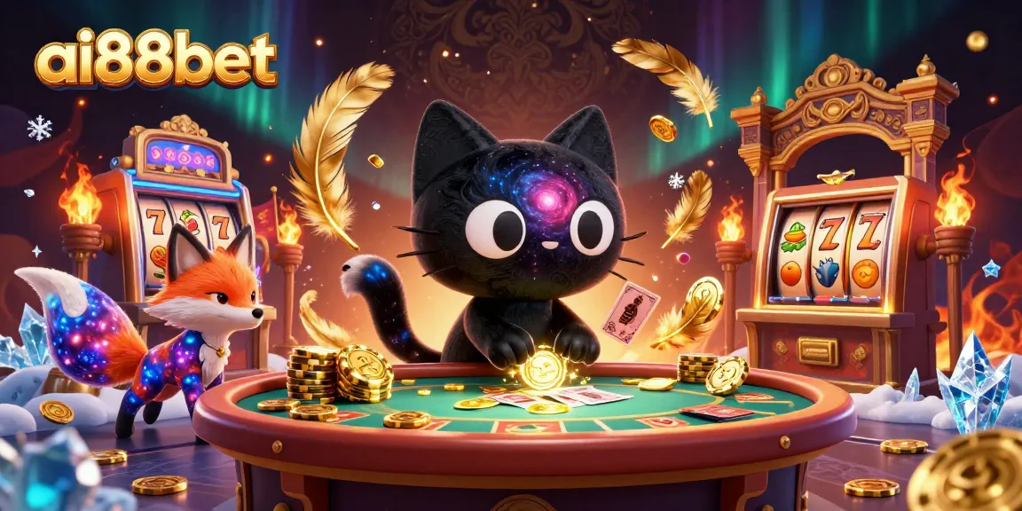 Experience thrilling games at ai88bet's cosmic casino table with vibrant characters and dynamic elements.