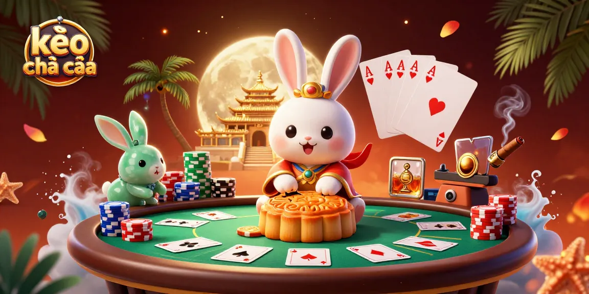 Engage with the exciting kèo nhà cái action in a vibrant casino-themed moon scene with poker elements.
