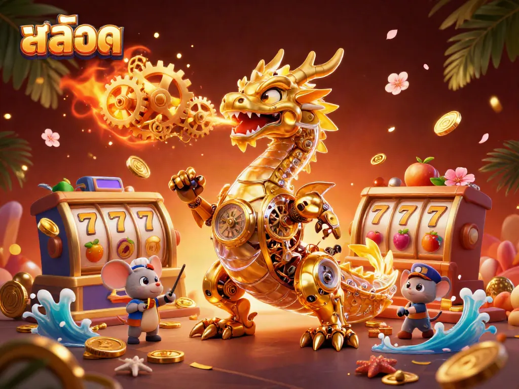 Spin and win big with สล็อต symbols amidst a vibrant casino atmosphere.