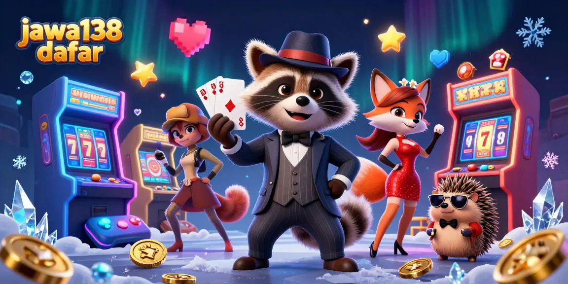 Jawa138 daftar menampilkan karakter 3D bermain di kasino digital dengan kartu poker dan slot yang menarik.