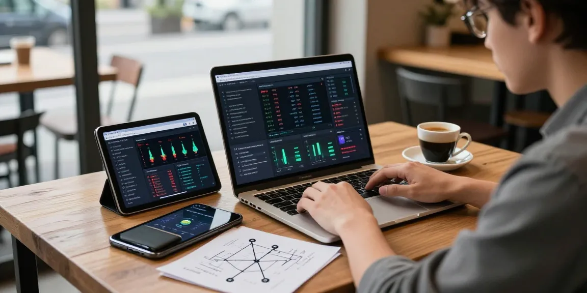 Exploring crypto cloud mining statistics and blockchain analysis in a coffee shop, highlighting innovative technology.