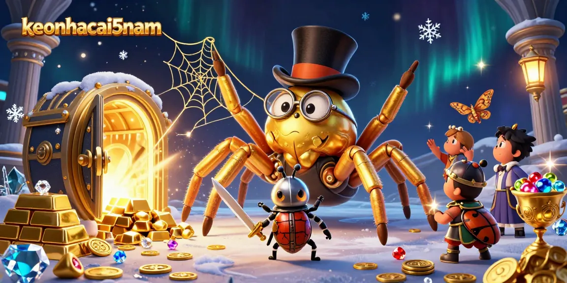 Experience thrilling bets at keonhacai5nam with a dynamic casino-themed illustration featuring gold and gems.