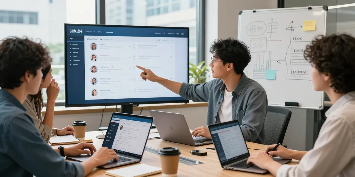 Innovative professionals collaborating at a modern workspace with the Sifu24 HK app on display, emphasizing the platform's client-to-professional services.