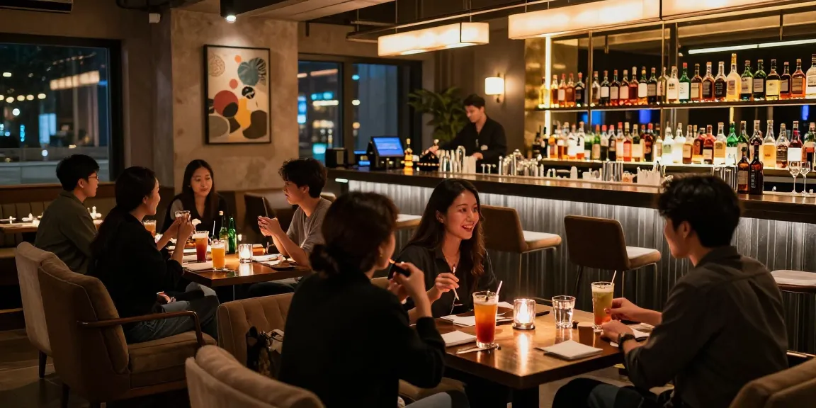 강남 멀리건에서 친구들과 즐거운 시간을 보내는 편안한 분위기의 바
