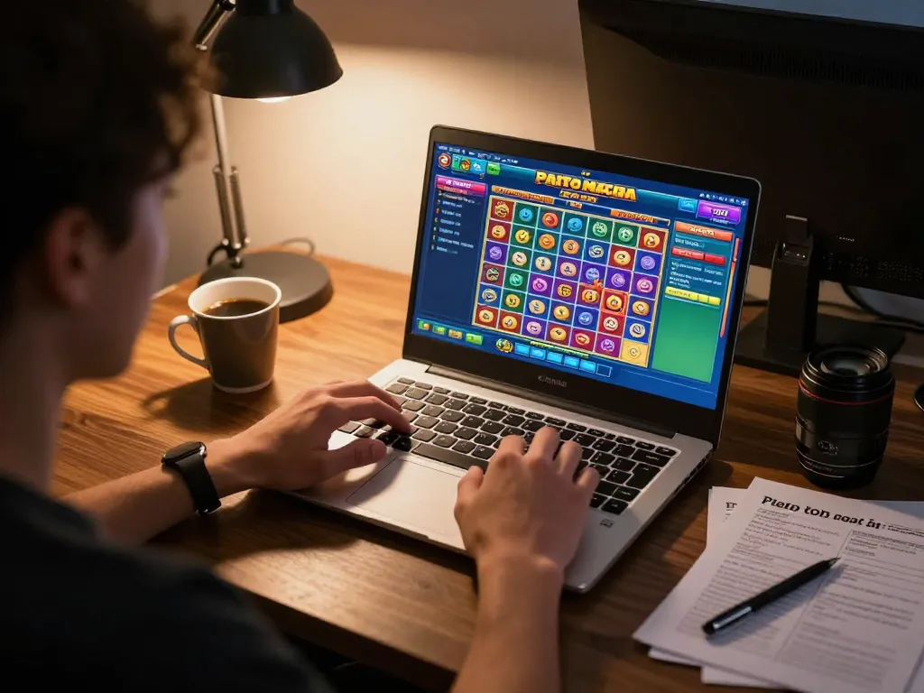 Paito Macau session in an inviting home gaming setup with player analyzing options.