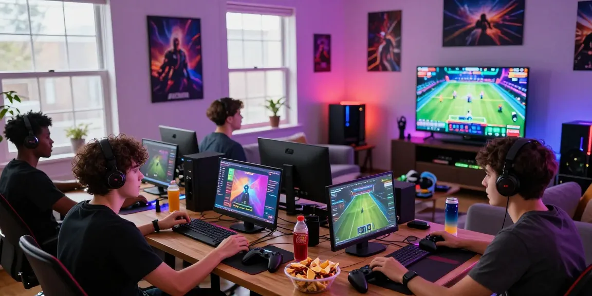 Engaging gaming session showcasing CIKA4D platform with friends in a vibrant living room setting.