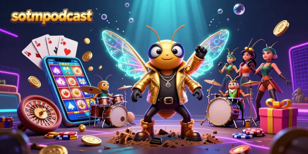 Melihat aksi cicada rock star di sotmpodcast sambil bermain slot berwarna yang memukau