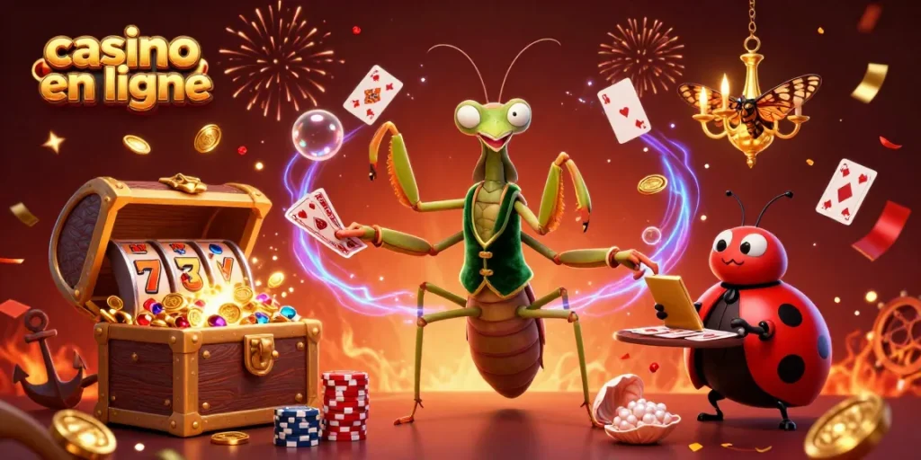 Le casino en ligne attire avec des cartes et confettis, créant une ambiance festive.