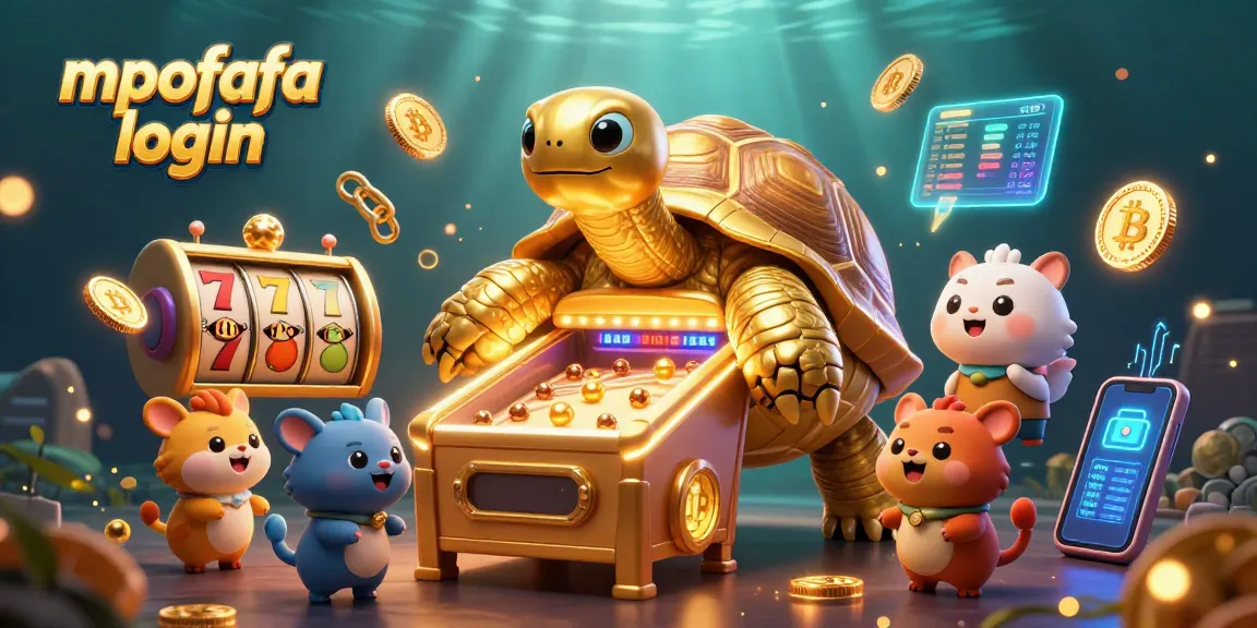 Engage in gaming excitement with mpofafa login, featuring colorful slot machines and crypto elements.