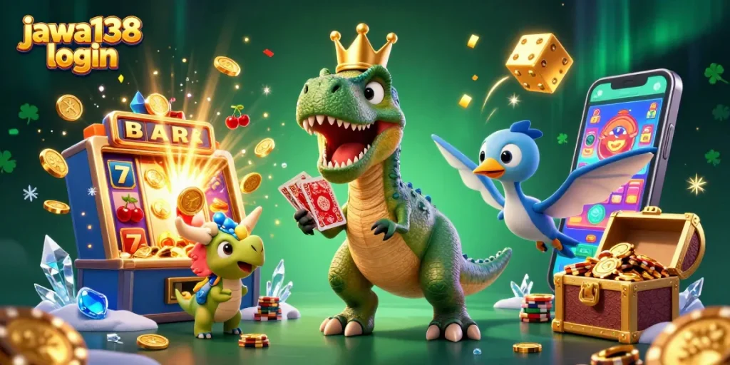 Engage in thrilling casino action with jawa138 login featuring dino characters and dynamic game elements.