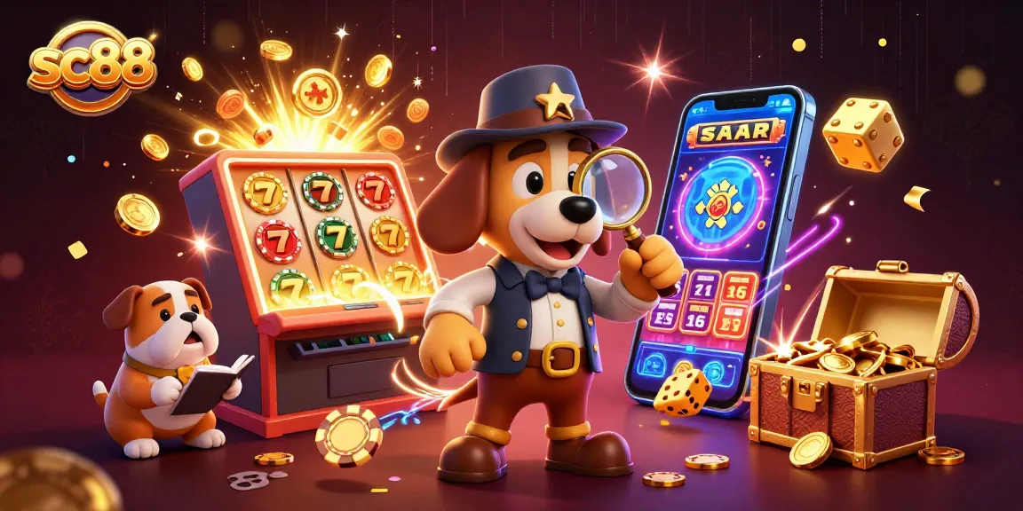 sc88 reveals hidden treasures with a detective bloodhound and bulldog amidst casino gems.